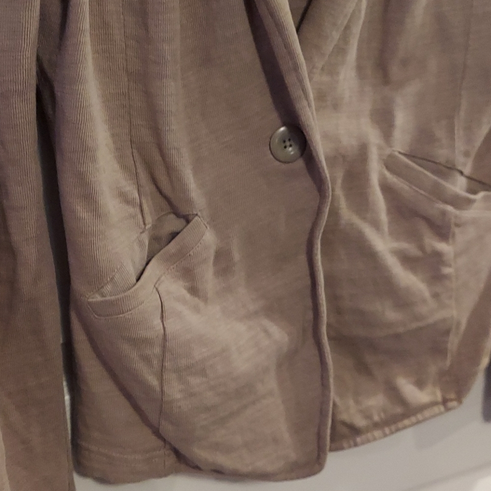 Caslon Cotton 1 Button Tan Cotton Blazer Jacket MP - Picture 3 of 6